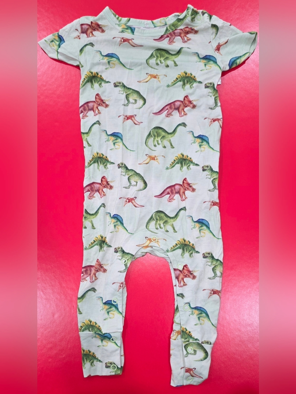 Posh Peanut Dinosaur Print Sleeper with Green and Blue Dinosaurs Size 18-24 Mos